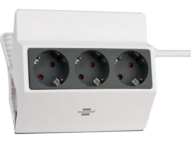 Stekkerdoos Brennenstuhl bureau klembaar 3 voudig 3 meter grijs/wit