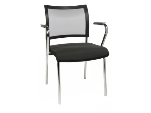 Bezoekersstoel Armleuningen Zwart Stof Rugleuning Netbekleding Zwart