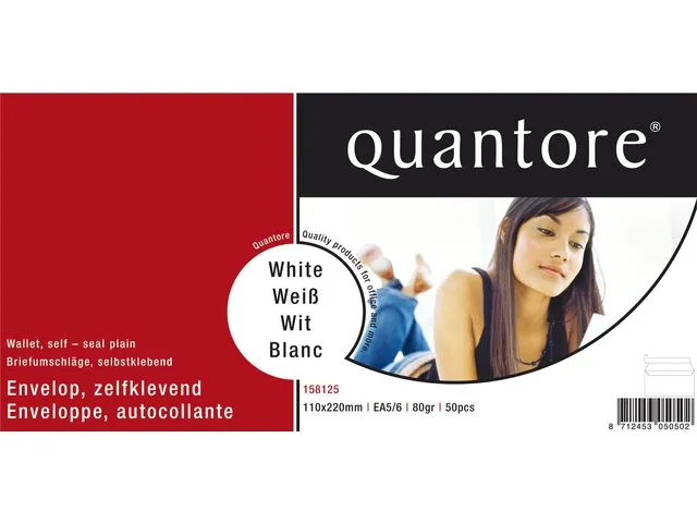 Envelop Quantore Bank Ea5/6 110x220mm Wit Zelfklevend