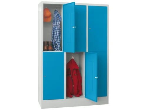 lockerkast,HxBxD 1850x1200x500mm,3x2vakken,RAL7035,front RAL5012