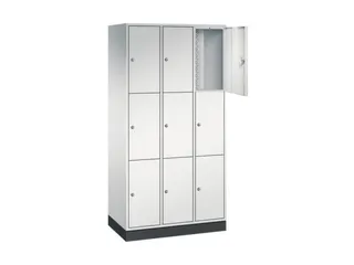 lockerkast,RAL 7035,HxBxD 1950x920x500mm,3x3vakken,cil.-slot,sokkel - 1