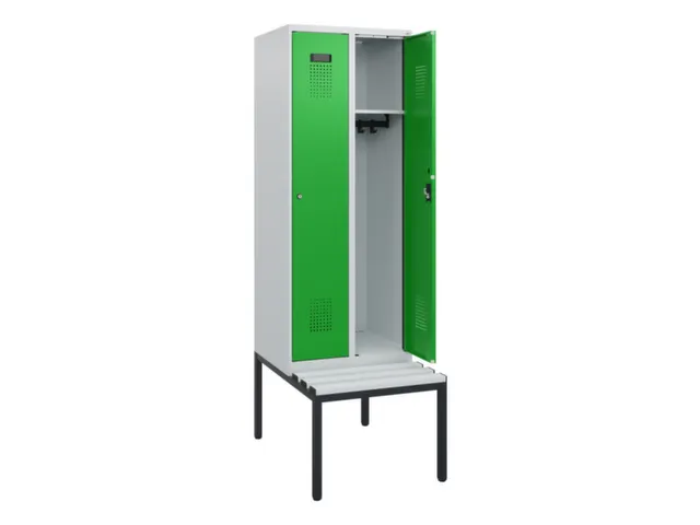locker met bank,HxBxD 1950x600x815mm,2vak,vak B 300mm,cilinderslot