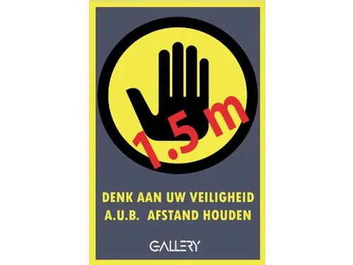 Sticker Waarschuwing Houd 1,5 Meter Afstand A5 Nederlands