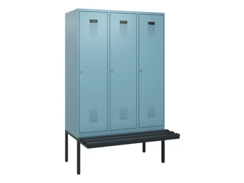 locker met bank,HxBxD 1950x1200x815mm,3vak,vak B 400mm,cilinderslot