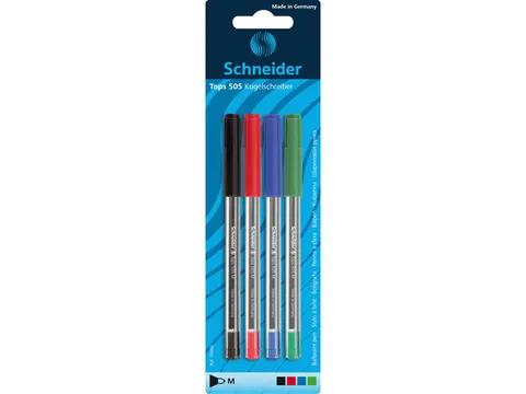 Balpen Schneider Tops 505 M blister a 4 stuks assorti