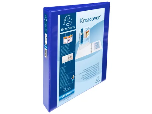 Ringmap Kreacover Presentatieringband A4 maxi 4 rings D-mech 30mm blau