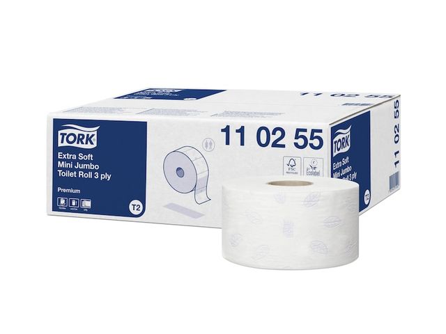 Toiletpapier Tork T2 Jumbo 110255 3-laags 120m 600 Vel 12 Rollen