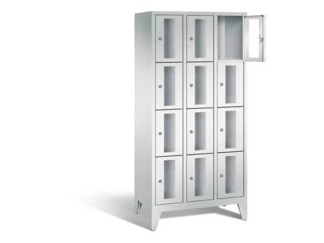 Lockerkast 1850x900x500mm 3x4 vakken Cilinderslot Poten, RAL7035