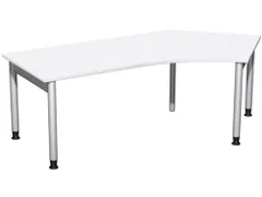 In hoogte verstelbaar hoekbureau,HxBxD 680-820x2166x1130mm,blad wit