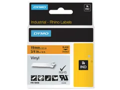 Dymo Rhino 18436 Gekleurd Vinyl Zwart op Oranje 19mm