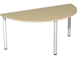 vergadertafel HxBxD 72x160x80cm halfrond 3voeten Esdoorn Alu - 1