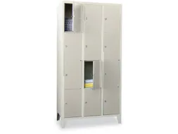 lockerkast,HxBxD 1850x900x500mm,3x4vakken,RAL7035,front RAL6011
