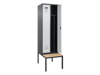 locker met bank,voor scheiding van kleding,HxBxD 2120x600x815mm,2vak - 1