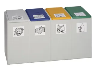 Afvalverzamelaar 4-voudig module HxBxD 570x1010x405mm 40 liter grijs - 1