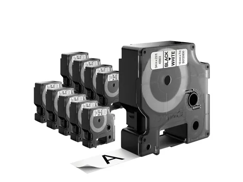 Labeltape Dymo 45803 LabelManager D1 polyester 19mm zwart op wit