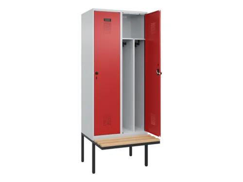 locker met bank,voor scheiding van kleding,HxBxD 2120x800x815mm,2vak