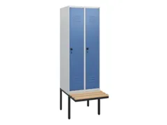 locker met bank,HxBxD 1950x600x815mm,2vak,vak B 300mm,draaigrendel