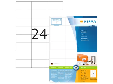 HERMA 4615 Premium etiketten A4 70x37mm Wit 4800 stuks