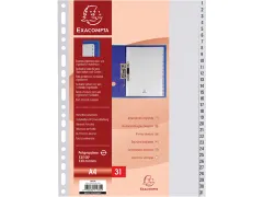 tabbladen numeriek 1-31 A4 PP 31-delig grijs 18-gaats