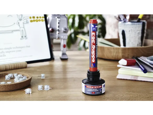 Viltstift edding 363 whiteboard beitel rood 1-5mm