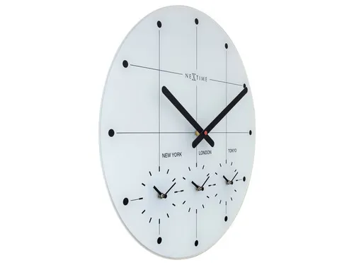 Wereldtijden klok - Stille wandklok - 43cm - Wit - Glazen klok - NeXti