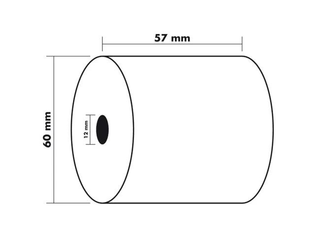 Rol Kassa's Rekenmachines 57X60X12X33 1-Laag Offset Extra Wit 60 Gram