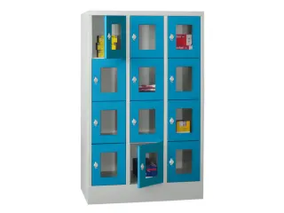 lockerkast,HxBxD 1518x900x500mm,3x4vakken,RAL7035,front RAL5012 - 2