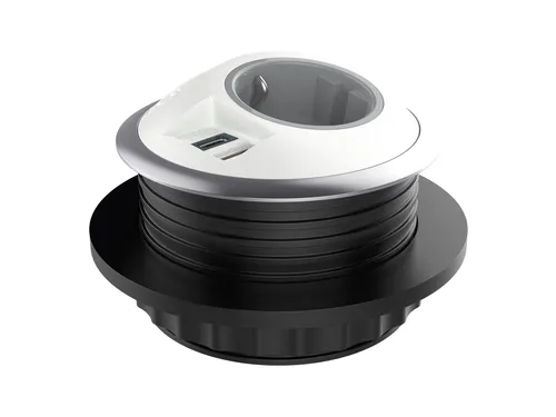 Desktop stekkerdoos Power PixelTUF 1x Schuko + USB A en C 25W Wit