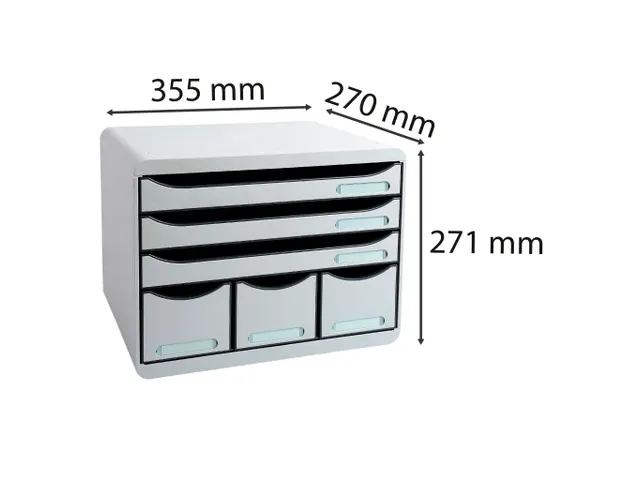Module de classement Storebox 6 tiroirs Office - Gris lumière