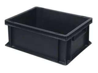 ESD-stapelbak,HxLxB 170x400x300mm,16l,PP,zwart,Wanden gesloten - 2