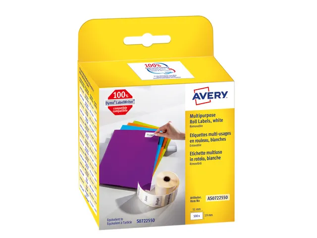 Etiket Universeel Avery 19x51mm Wit Non Permanent 1x500 Etiketten