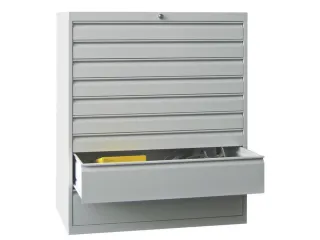 ladekast,HxBxD 1200x1023x600mm,9lade(n),cil.slot,RAL7035,front RAL3000 - 1