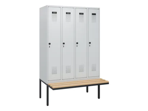 locker met bank,HxBxD 1950x1200x815mm,4vak,vak B 300mm,draaigrendel