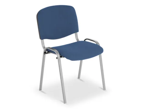 Bezoekersstoel,4Voeten Ovale Buis Aluminium-Zilver,Zitting Stof Blauw