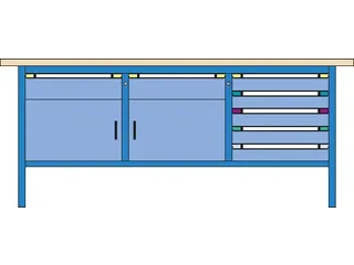 werkbank,HxBxD 845x2000x700mm,multiplexblad,RAL7035,front RAL7035 - 1