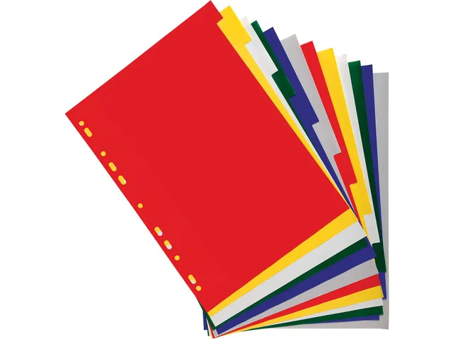 intercalaires pour ft A4, en PP 12/100e, 12 onglets, couleurs assortie