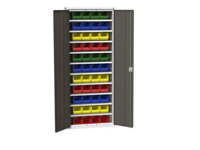 Systeemkast 2000x800x350mm 44bakken 10xlegbord RAL7035+RAL7016