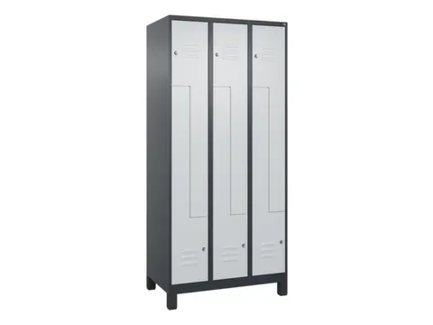 Z-garderobekast,HxBxD 1950x900x500mm,vak B 150/300mm,cil.-slot,voeten