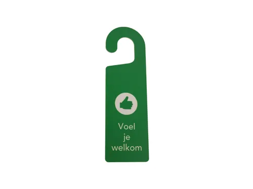 Kunststof deurhanger 250x75mm Voel je welkom - Nu even niet Rood/Groen