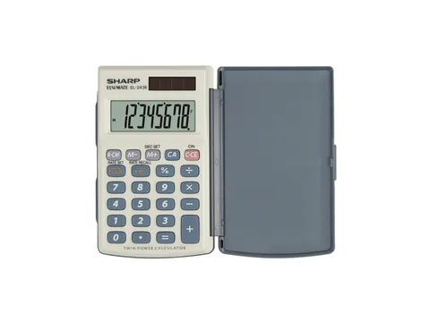 Calculator Sharp-EL243EB grijs-blauw pocket