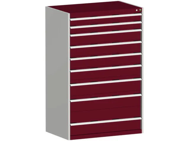 ladekast HxBxD 1600x1050x650mm 9laden RAL7035 front RAL3004