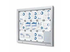 Vitrinekast mededelingenbord Outdoor 15xA4 met gasveer Zilver