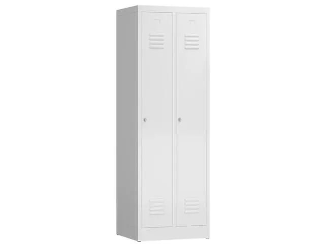 garderobekast 1800x590x500mm 2vak klink sokkel romp RAL9003