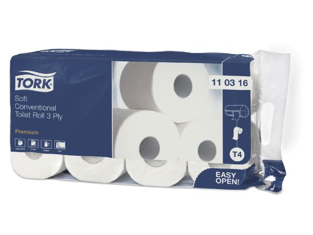 Toiletpapier Tork T4 110316 3-Laags Premium 250 vel 8 Rollen | ToiletHygieneShop.be