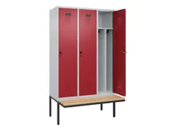 locker met bank,voor scheiding van kleding,HxBxD 2120x1200x815mm,3vak
