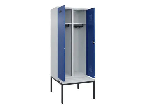 locker met bank,voor scheiding van kleding,HxBxD 2120x800x815mm,2vak