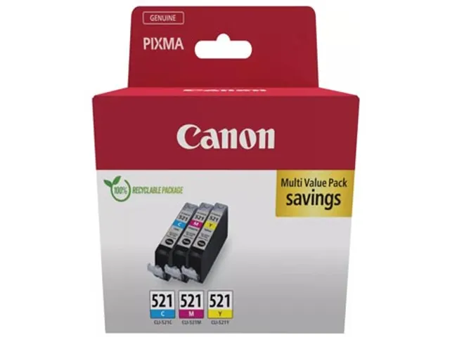 CLI-521 C/M/Y-kleureninktcartridge (Multipack) 445 pagina's 3 kleuren