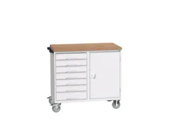 montagetafel 980x1050x600mm multiplexblad 7 laden kast front RAL7035