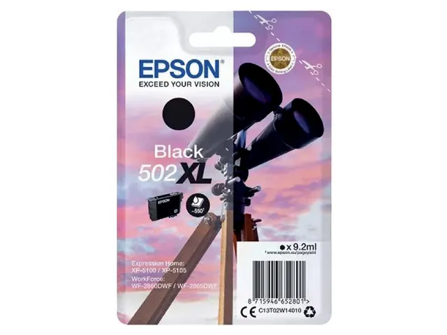 Inktcartridge Epson 502XL T02W1 zwart HC C13T02W14010