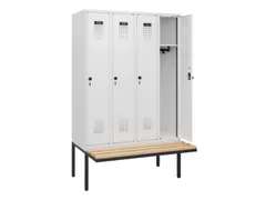 locker met bank,HxBxD 1950x1200x815mm,4vak,vak B 300mm,draaigrendel